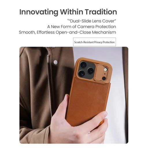 Nillkin Qin Book PRO iPhone 17 Pro Max barna tok - 5