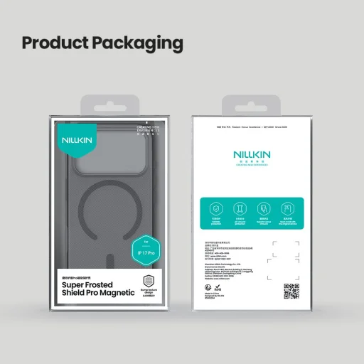 Nillkin Super Frosted PRO Mágneses Hátlap tok Apple iPhone 17 Pro átlátszó fekete - 9