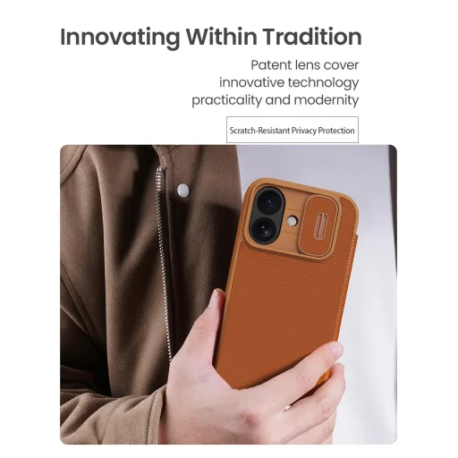 Nillkin Qin Book PRO tok Apple iPhone 17 Brown tok - 5