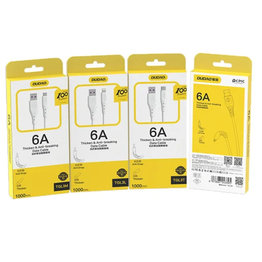 Dudao kábel USB - USB Type C 6A kábel 1 m fehér (TGL3T), - 5