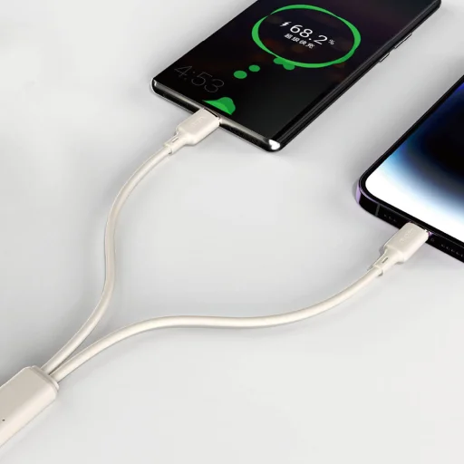 Dudao L7SF 2 az 1-ben kábel USB-C - USB-C / Lightning 100W 1.2m - bézs - 3