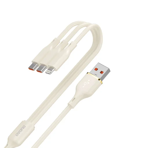 Dudao L7SE 3in1 kábel USB-A - USB-C / Lightning / micro USB 66W 1.2m - bézs - 2