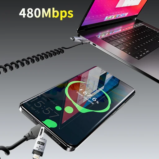 Dudao L20 Pro 4 az 1-ben USB-A / USB-C - Lightning / USB-C kábel - Fekete - 4