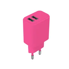 2x USB 2,4A Hálózati Adapter Pink