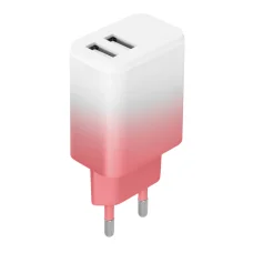 Setty töltő 2x USB 18W LSIG-AA-20 fehér-rózsaszín átmenetes