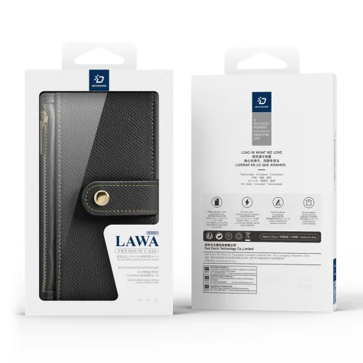 Dux Ducis Lawa bőr iPhone 16 tok - Fekete tok - 12