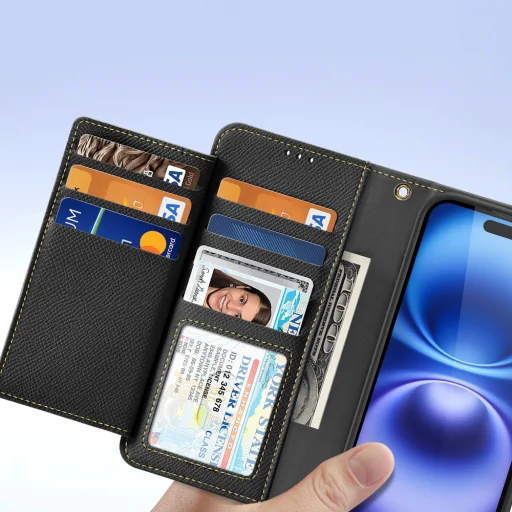 Dux Ducis Lawa bőr iPhone 16 tok - Fekete tok - 7