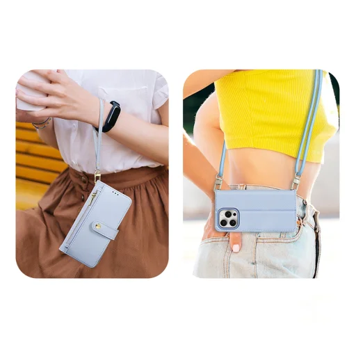 Dux Ducis Lawa bőr tok iPhone 15 Pro Max - Kék tok - 13