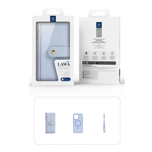 Dux Ducis Lawa bőr tok iPhone 15 Pro Max - Kék tok - 4