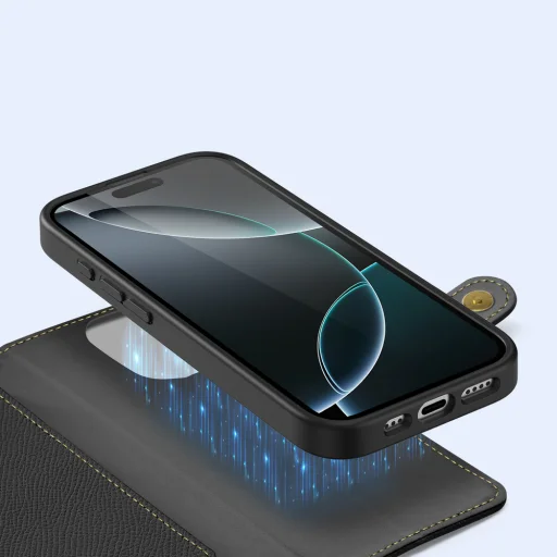 Dux Ducis Lawa bőrtok iPhone 16 Pro - Fekete tok - 4