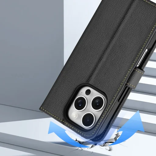 Dux Ducis Lawa bőrtok iPhone 16 Pro - Fekete tok - 9