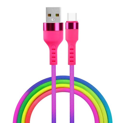 Setty USB - USB-C kábel 1,2 m 2,1A KNA-C-1.22.113 szivárvány - 1
