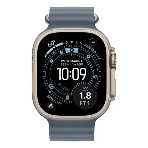 Apple Watch Ultra 3 Cellular 49mm Natural Titanium Case with Anchor Blue Ocean Band - 2