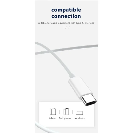 JELLICO vezetékes fülhallgató EP2A USB-C mikrofonnal 1.2M Fehér - 3