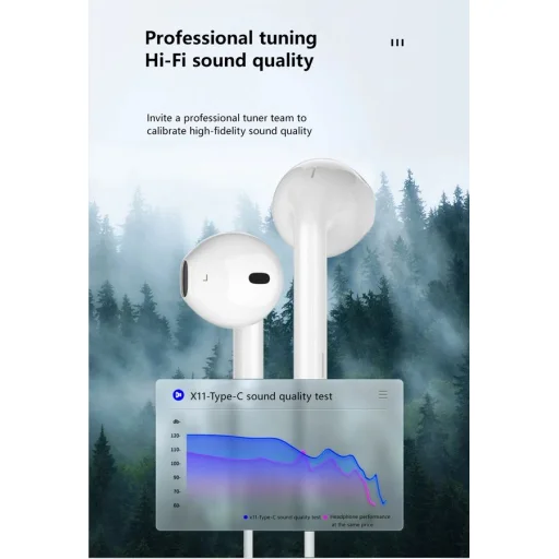 JELLICO vezetékes fülhallgató EP2A USB-C mikrofonnal 1.2M Fehér - 4