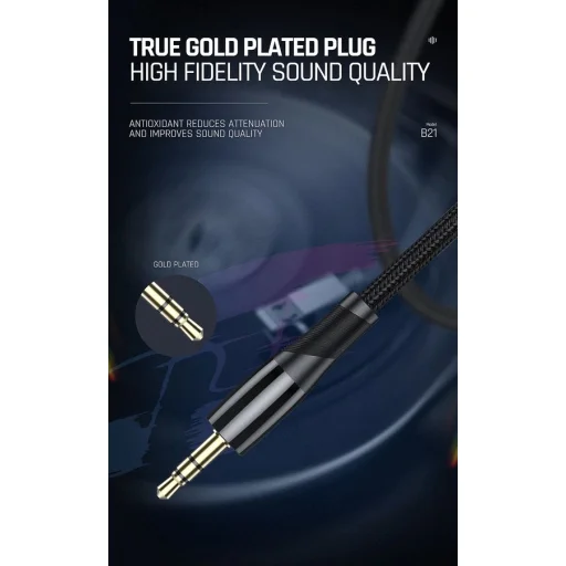 JELLICO kábel B21 JACK 3.5MM - JACK 3.5MM 1.2M Fekete - 4