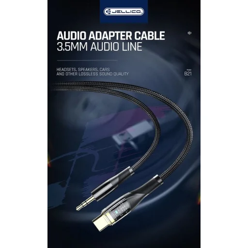 JELLICO B21 USB-C - JACK 3.5MM 1.2M kábel Fekete - 3