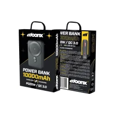 MOONX mágneses power bank MP03 PD 20W 1xUSB-C + 1xUSB QC3.0 22.5W 10000mAh fekete