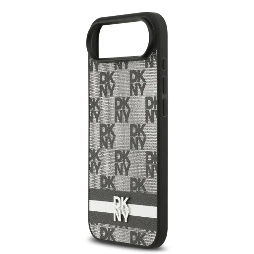 DKNY PU bőr, kockás mintázatú és csíkos tok iPhone 17 Air fekete tok - 5