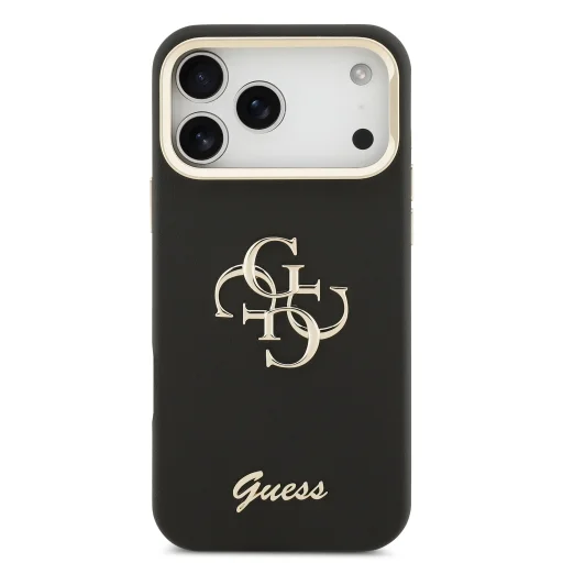 Guess PU Grained 4G Logo Állványos Kamera Keretes Tok iPhone 17 Pro Max Fekete tok - 3