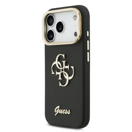 Guess PU Grained 4G Logo Stand Camera Frame tok iPhone 17 Pro fekete - 2