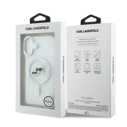 Karl Lagerfeld IML K&CH Heads Metal Frame MagSafe tok iPhone 17-hez átlátszó - 7