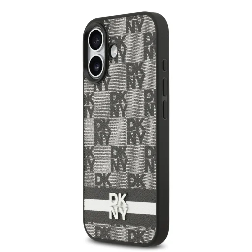 DKNY PU Bőr Kockás Mintázat és Csíkos iPhone 17 tok - 2