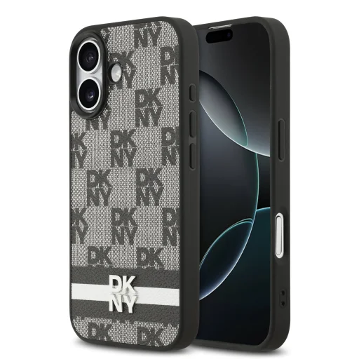 DKNY PU Bőr Kockás Mintázat és Csíkos iPhone 17 tok - 1