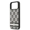 DKNY PU bőr kockás minta és csíkos tok iPhone 17 Pro Max fekete tok thumbnail