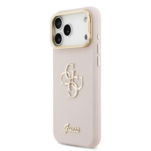 Guess PU Grained 4G Logo Stand Camera Frame tok iPhone 17 Pro Max Pink - 2