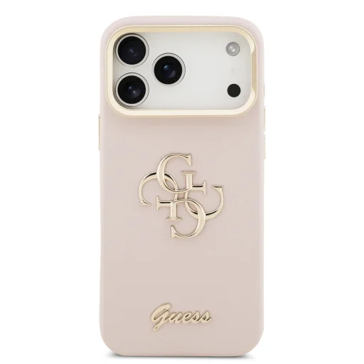 Guess PU Grained 4G Logo Stand Camera Frame tok iPhone 17 Pro Max Pink - 3