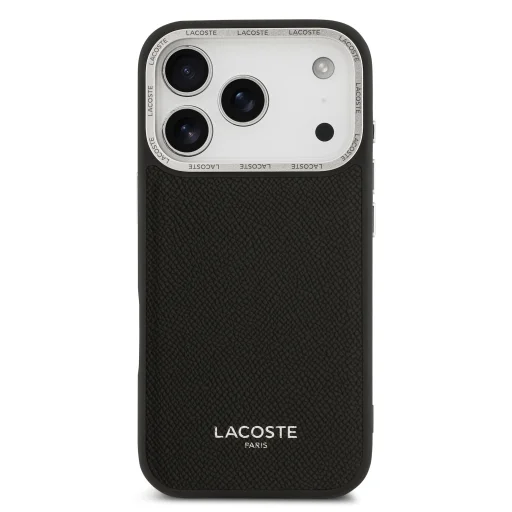  iPhone 17 Pro Fekete Lacoste PU Leather Champs Elysees MagSafe tok - 3