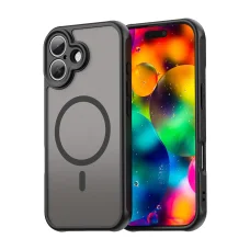 iPhone 17 Dun Series fekete tok MagSafe hibrid (TPU + PC) Alphajack