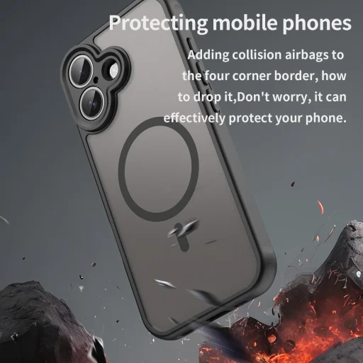 iPhone 17 Dun Series fekete tok MagSafe hibrid (TPU + PC) Alphajack - 6