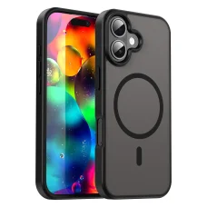 iPhone 17 Fanying Series áttetsző fekete MagSafe hibrid (TPU + PC) matt tok Alphajack