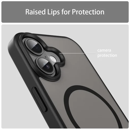 iPhone 17 Fanying Series áttetsző fekete MagSafe hibrid (TPU + PC) matt tok Alphajack - 7