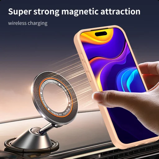 iPhone 17 Pro Fanying Series áttetsző rózsaszín MagSafe hibrid (TPU + PC) matt tok Alphajack - 9