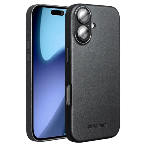 iPhone 17 fekete bőrtok MagSafe kompatibilitással Alphajack QTech Series kameralencse védővel - 12