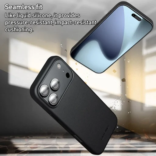 iPhone 17 Pro fekete bőrtok MagSafe kompatibilitással Alphajack QTech Series kameralencse védővel - 4