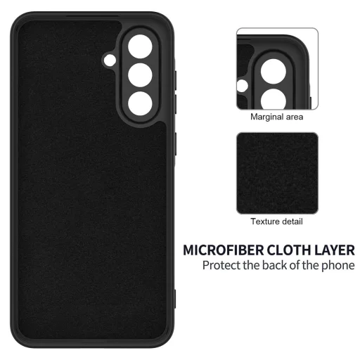 Samsung Galaxy A07 fekete,  Liquid szilikon tok Alphajack - 8