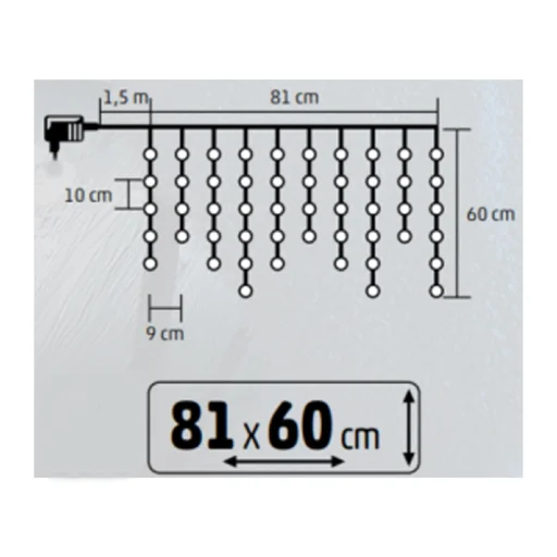 HOME KAF50DLEDWH DOT LED-es fényfüggöny, 50db hidegfehér DOT LED, 81cm, állófényű, adapteres tápellátás, beltéri kivitel - 10