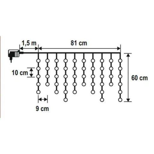 HOME KAF50DLEDWH DOT LED-es fényfüggöny, 50db hidegfehér DOT LED, 81cm, állófényű, adapteres tápellátás, beltéri kivitel - 5