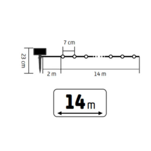 Home SLC200WH szolár fényfüzér, 200db hidegfehér LED, 14m hosszúság, zöld vezeték, kültéri kivitel - 3