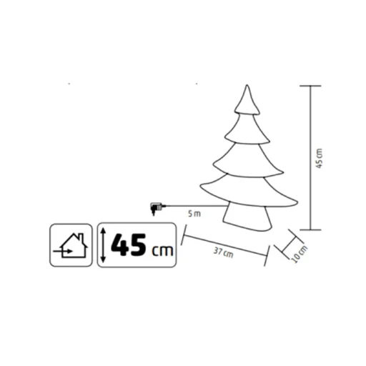 Home KAD45 fém fenyő dekoráció, 160db melegfehér micro LED, 5 m tápvezeték, adapteres tápellátás, beltéri kivitel - 3