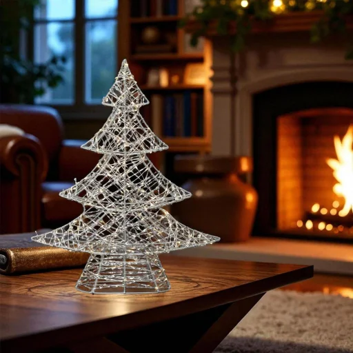 Home KAD45 fém fenyő dekoráció, 160db melegfehér micro LED, 5 m tápvezeték, adapteres tápellátás, beltéri kivitel - 1