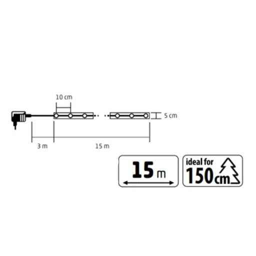 Home RLS15WW LED-es szalag mintákkal, arany színű szalag, 8 funkció, 150db melegfehér LED, 15m hosszú, 5cm széles, adapteres tápellátás, beltéri kivitel - 4