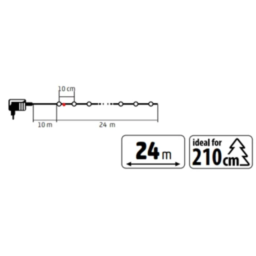 Home LED248WH LED fényfüzér, 240db hidegfehér LED, 23,9m hosszúságú, 8 program időzítővel, zöld vezeték, adapteres tápellátás, kül- és beltéri kivitel - 10