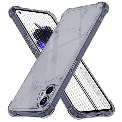 Nothing Phone (1) Techsuit - Ütésálló Átlátszó Szilikon - Füstfekete tok - 1