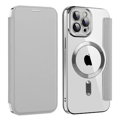 Techsuit - SmartMag Könyv Tok - iPhone 12 Pro Max - Szürke tok - 2