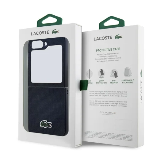 Lacoste Iconic Petit Pique Woven Logo MagSafe fliptok Samsung Galaxy Z Flip 6/7 FE Black - 8